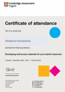 Certificate of attendance the webinar
