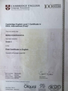 Сертификат международного экзамена по английскому языку FCE