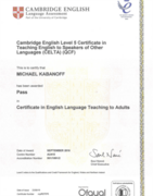 Cambridge English Level 5 Certificate in Teaching English (CELTA)