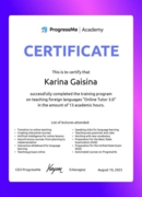 ProgressMe training program certificate