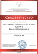 Сертификат Московский учитель