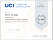 Coursera certificate. American English Pronunciation