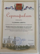 Сертификат об участии в научной конференции
