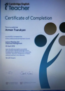 Certificate of Completion: Lesson Planning and Classroom Management