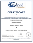 Сертификат о прохождении TEFL
