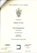 Certificate of Master's Degree