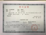 Сертификат о прохождении языкового курса в Пекинском университете языка и культуры (BLCU)
