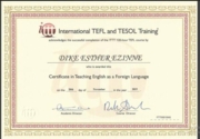 Сертификат о преподавании английского языка как иностранного/ второго языка