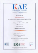 Сертификат об окончании языковой школы в Лондоне