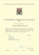 London School of Economics summer school certificate