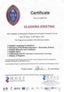 15.03.2015-29.03.2015г. Most Education Certificate: Educational Programme and English Immersion Course