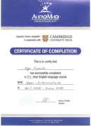 Сертификат об прохождении обучения английскому языку