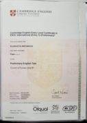 Cambridge Certificate B1, 2015 г. (PET)