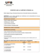 Сертификат, подтверждающий обучение в Испанском Университете UAB (Автономный Университет Барселоны)