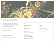 Сертификат о прохождении углубленного изучения программы AutoCAD