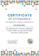 Certificate of attendance of ELT Charity Conference