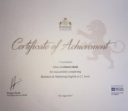 Сертификат, полученный после учебы в Великобритании