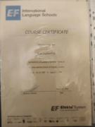 Сертификат, подтверждающий мое обучение в школе EF в Лондоне