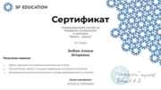 Сертификат о прохождении курса по аналитике