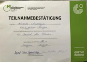 Сертификат Гёте института об участии в семинаре повышения квалификации