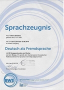 Сертификат о прохождении курсов по немецкому языку в Германии