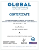 Certificate in Teaching English as a Foreign Language (TEFL) Teaching English to Speakers of Other Language (TESOL)