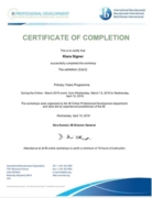 Professional development Certificate of completion IB course "Exhibition"