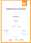 Сертификат о прохождении курса английского