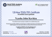 Сертификат. World TESOL/TEFL Academy, Accredited Teaching Course