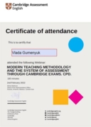 Modern Teaching Methodology and the System of Assessment through Cambridge exams. CPD.