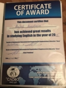 Certificate of Award