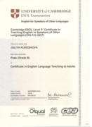 Сертификат CELTA. 2012