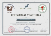 Сертификат участника школы научного ремесла SciCraft Kazan 2021