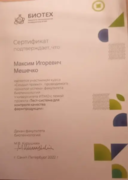 Сертификат о прохождении проектной практики на базе университета ИТМО