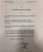 Сертификат об обучении во Франции