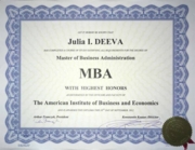 Сертификат MBA