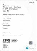 Edexcel level 1 Certificate in ESOL International