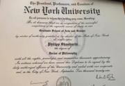 Диплом о присвоении степени PhD New York University