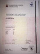 Международный Кембриджский сертификат (уровень знания английского языка B1 Intermediate)