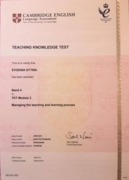 Сертификат Кембриджского университета TKT 3 "Ход урока и организация учебной деятельности"