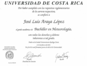 Bachiller universitario en meteorologia (Costa Rica) in Spanish