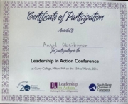 Сертификат. Curry College Leadership in Action Conference