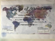 Сертификат о прохождении стажировки в Италии в качестве преподавателя английского языка в школах