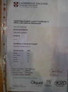 Certificate of Advanced English (CAE), Cambridge, 2015