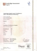 Cambridge English Level Certificate ESOL International (Proficiency) 2019
