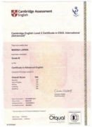 Международный сертификат уровня Advanced (CAE)