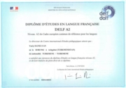 Диплом DELF A2 Французского Языкового Института при Посольстве Франции в г.Ашхабаде