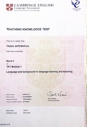 Сертификат Cambridge Teaching Knowledge Test (2017)