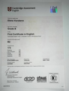 Cambridge certificate B2