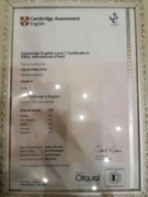 Cambridge certificate level B2